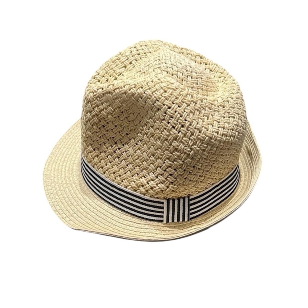 Stylish Straw Fedora with Black and White Band